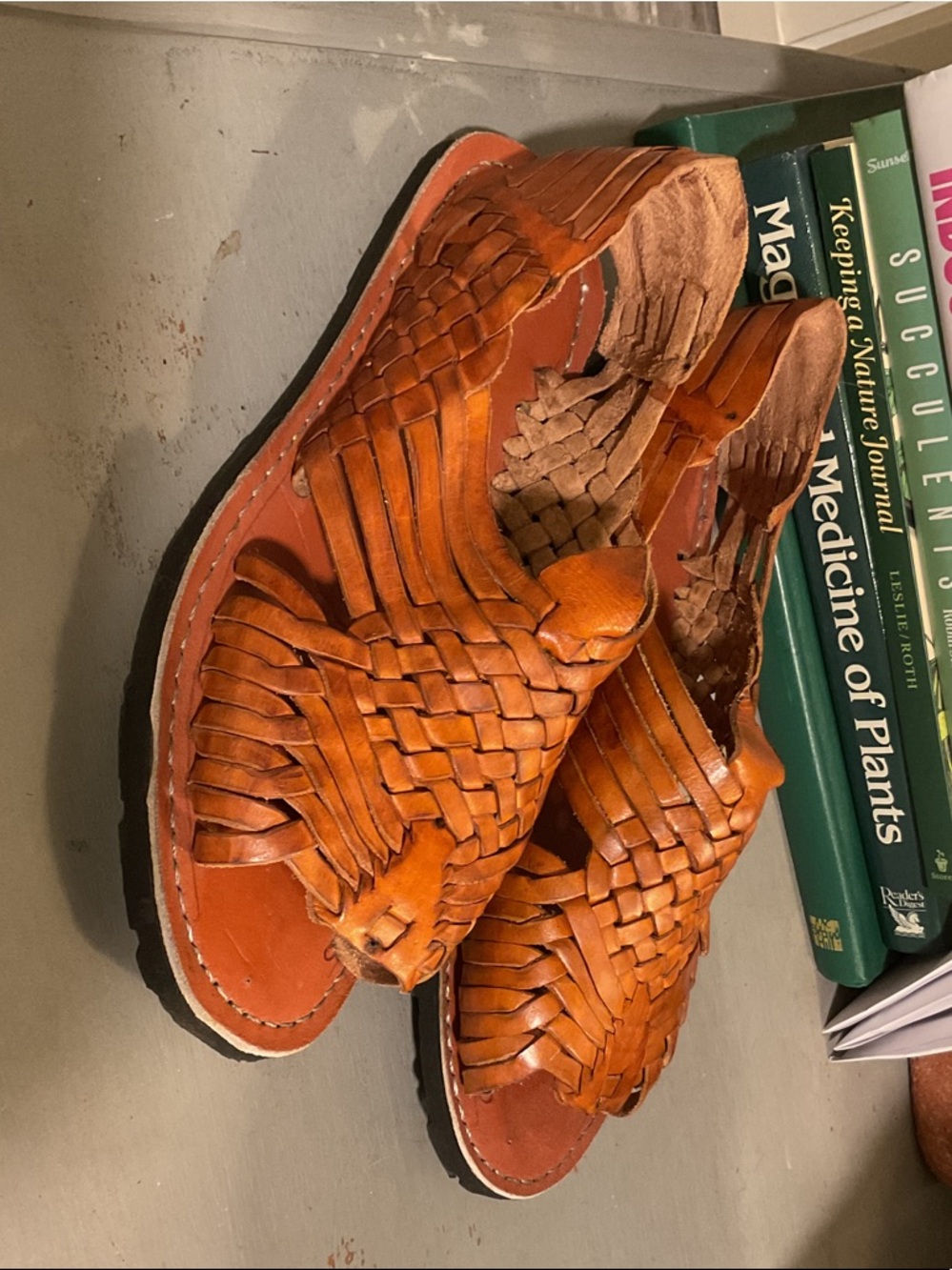 Women’s size 9.5-10; Leather Woven Huarache Sandals